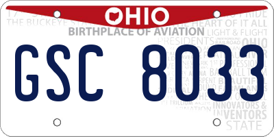 OH license plate GSC8033