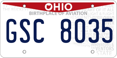 OH license plate GSC8035