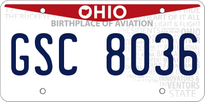 OH license plate GSC8036