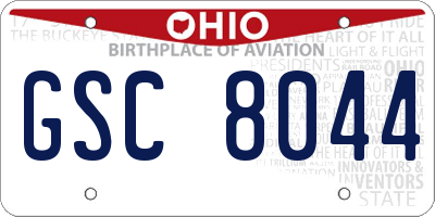 OH license plate GSC8044