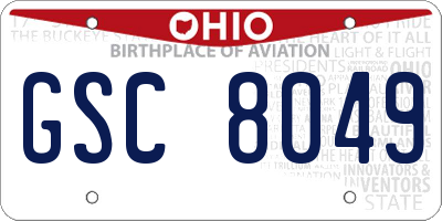 OH license plate GSC8049