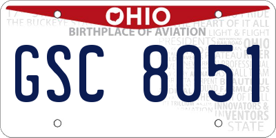 OH license plate GSC8051