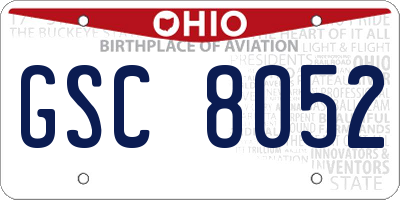 OH license plate GSC8052