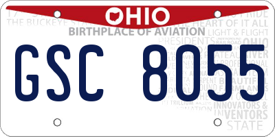 OH license plate GSC8055