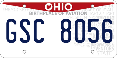 OH license plate GSC8056