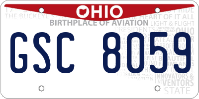 OH license plate GSC8059