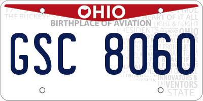 OH license plate GSC8060