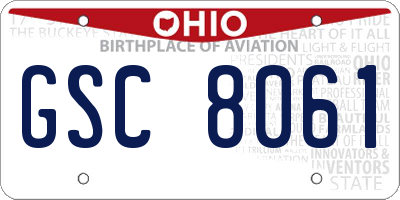 OH license plate GSC8061