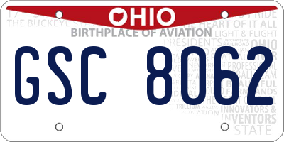 OH license plate GSC8062
