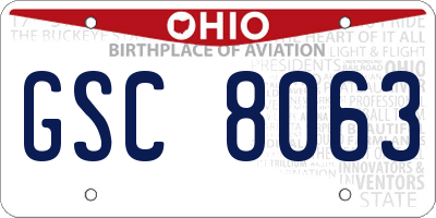 OH license plate GSC8063