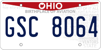 OH license plate GSC8064