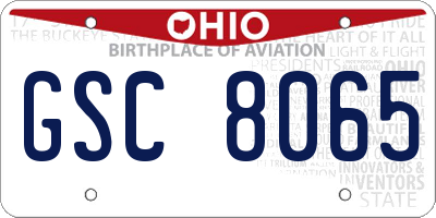 OH license plate GSC8065