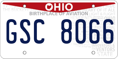 OH license plate GSC8066