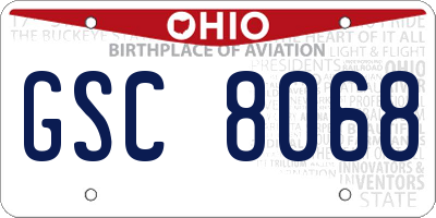 OH license plate GSC8068