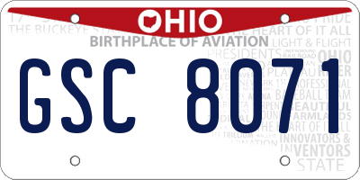 OH license plate GSC8071