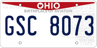 OH license plate GSC8073