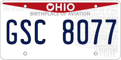 OH license plate GSC8077