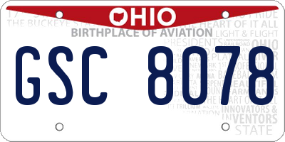 OH license plate GSC8078