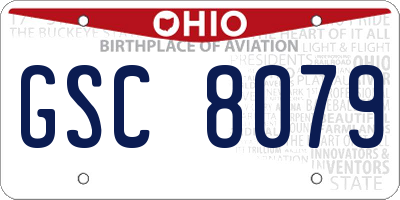 OH license plate GSC8079