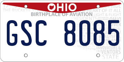 OH license plate GSC8085