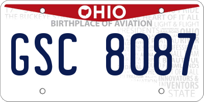 OH license plate GSC8087