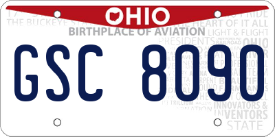 OH license plate GSC8090