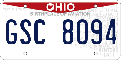 OH license plate GSC8094