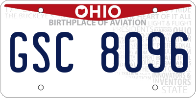OH license plate GSC8096