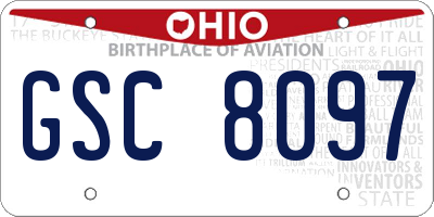 OH license plate GSC8097