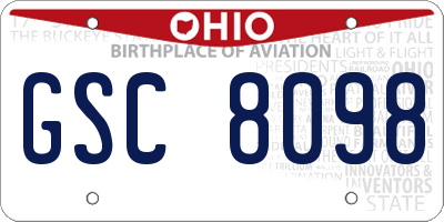 OH license plate GSC8098