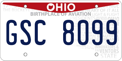 OH license plate GSC8099