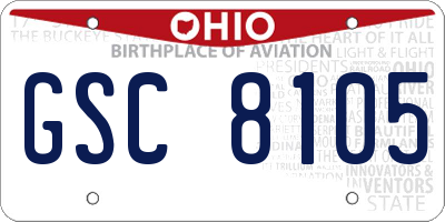 OH license plate GSC8105