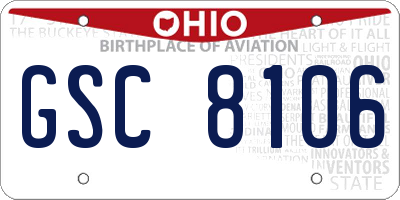 OH license plate GSC8106