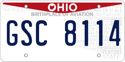 OH license plate GSC8114