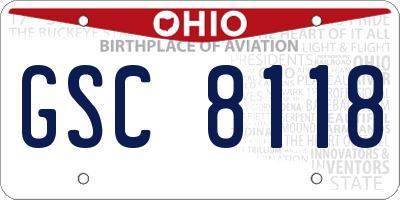 OH license plate GSC8118