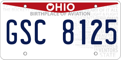 OH license plate GSC8125