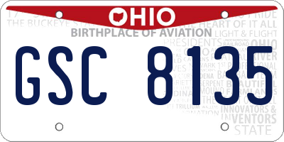 OH license plate GSC8135
