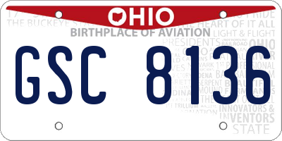 OH license plate GSC8136