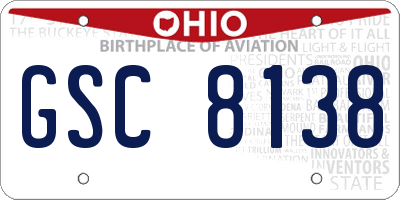OH license plate GSC8138