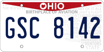 OH license plate GSC8142