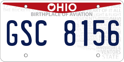 OH license plate GSC8156