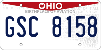 OH license plate GSC8158