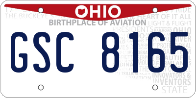OH license plate GSC8165
