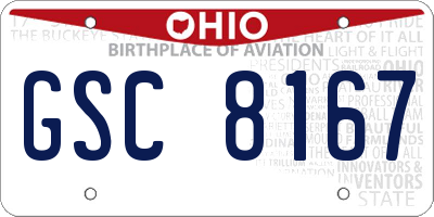 OH license plate GSC8167