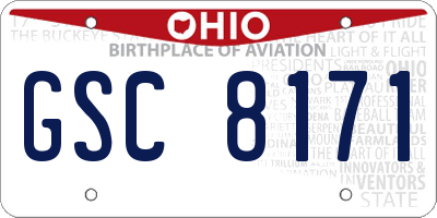 OH license plate GSC8171