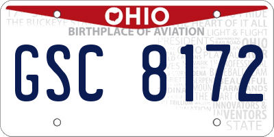OH license plate GSC8172