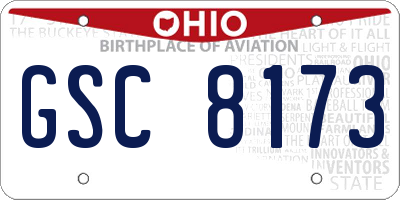 OH license plate GSC8173