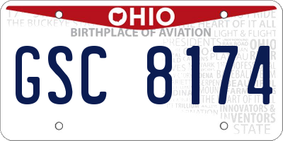 OH license plate GSC8174