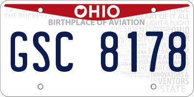OH license plate GSC8178