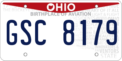 OH license plate GSC8179